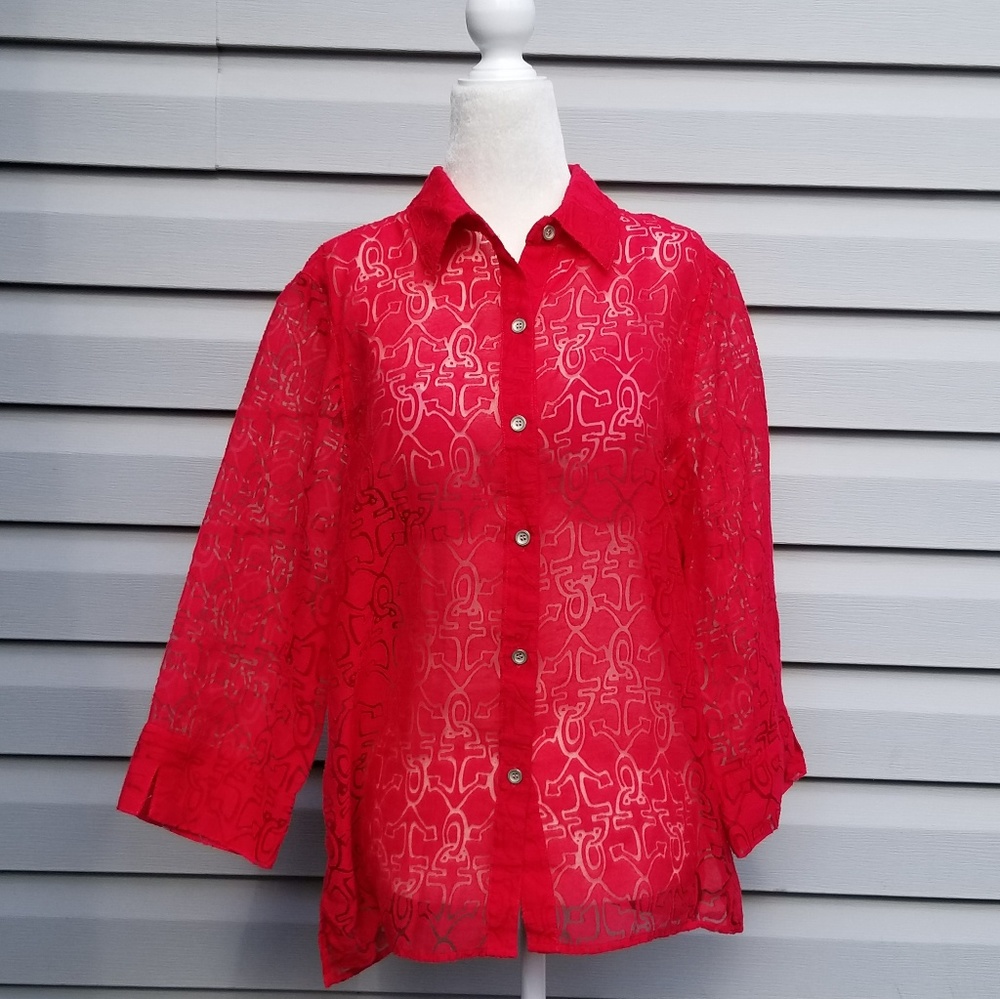 RED LACE BLOUSE NWOT